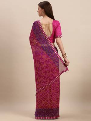 Pink & Purple Color Georgette Bandhani Print Saree 2