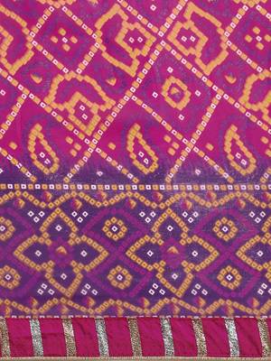 Pink & Purple Color Georgette Bandhani Print Saree 4