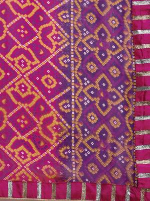 Pink & Purple Color Georgette Bandhani Print Saree 5