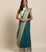 Pine Green Color Silk Saree