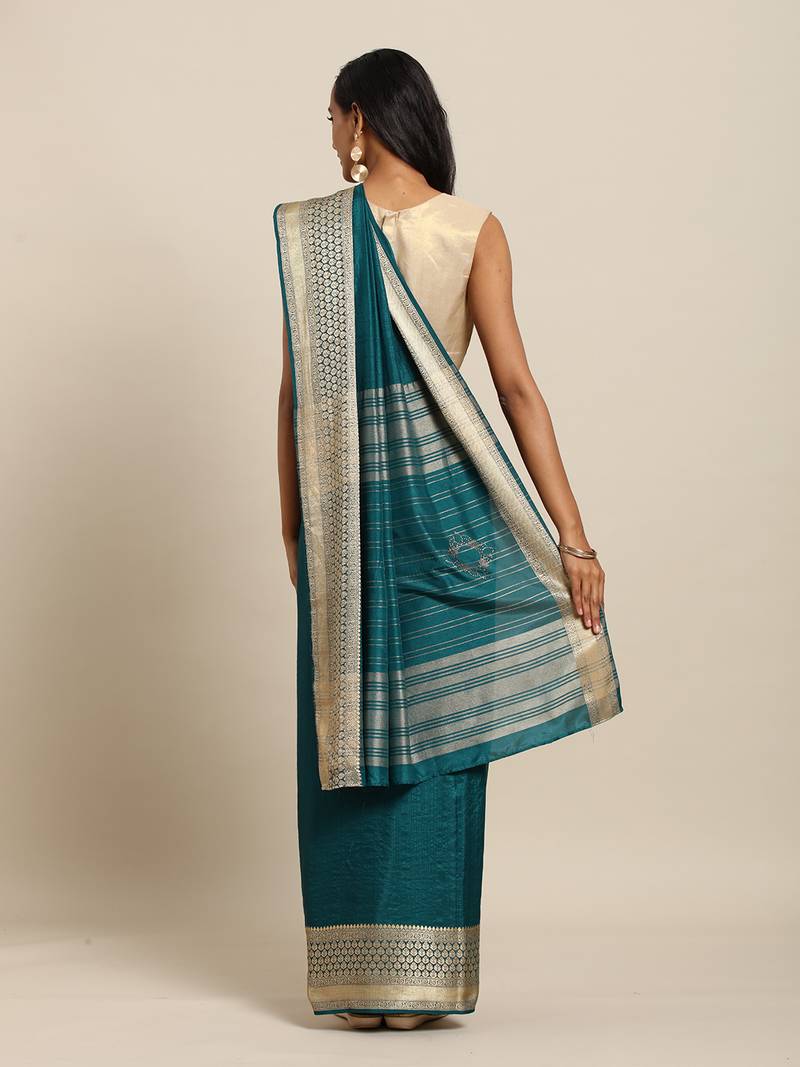 Pine Green Color Silk Saree