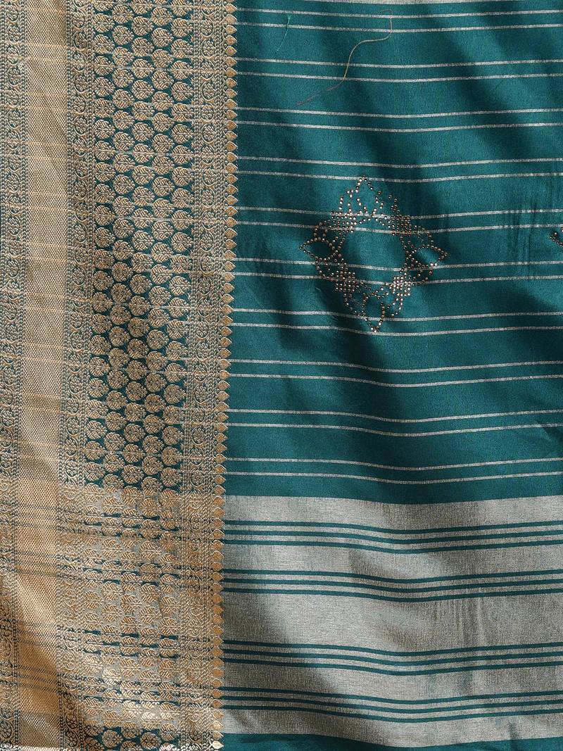 Pine Green Color Silk Saree