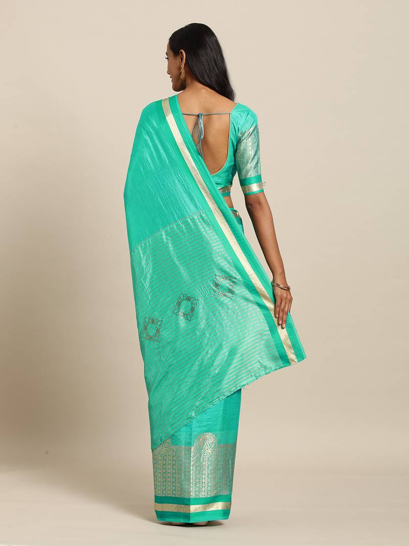 Sea Green Color Silk Saree kvsfab 3329263