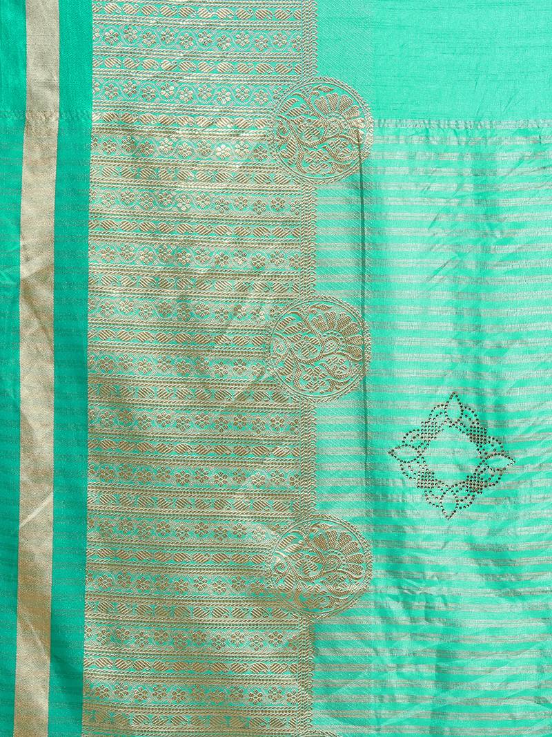 Sea Green Color Silk Saree kvsfab 3329263