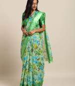 Green Color Printed Cotton Saree