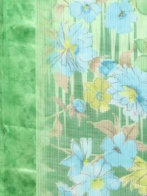 Green Color Printed Cotton Saree 5