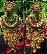 Bridal Red Meenakari Dangle Chandbali Long Laheriya Stylish Earrings