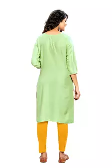 Lime Embroidered Rayon Embroidered-Kurtis