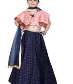 Kids Wedding Wear Pink Blouse And Blue Lehenga Choli For Girls 