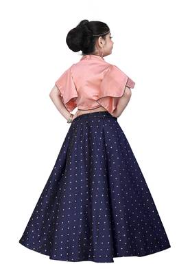 Kids Wedding Wear Pink Blouse And Blue Lehenga Choli For Girls  3