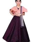 Kids Wedding Wear Pink Blouse And Maroon Lehenga Choli For Girls 