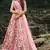 Lovable Light pink and wine Thread and Zari embroidered net Semi Stitched Lehenga Choli for bride