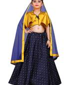 Kids Wedding Wear Designer Yellow Blouse And Blue Lehenga Choli For Girls 