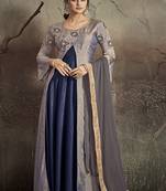Blue embroidered taffeta salwar