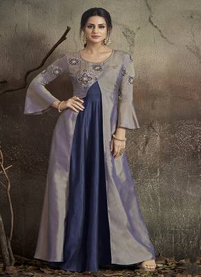 Blue embroidered taffeta salwar 2