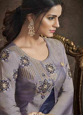Blue embroidered taffeta salwar 4