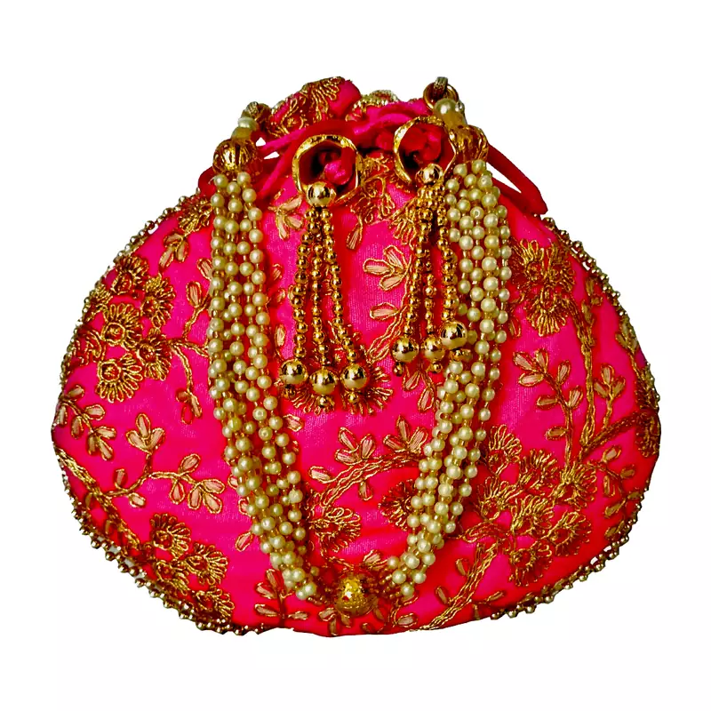 Ethnic Style Designer Partywear Clutch Bag for Women (Pink)