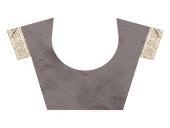 Grey Woven Jacuard Kanjivaram Silk Sari with Blouse 4