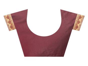 Maroon Woven Jacuard Kanjivaram Cotton Silk Sari with Blouse 4