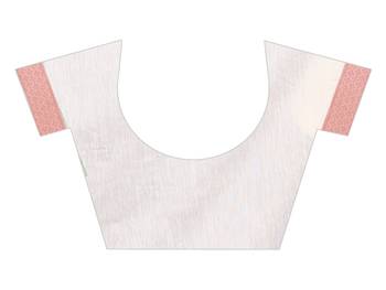 White Woven Jacuard Kanjivaram Cotton Silk Sari with Blouse 4