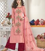 Pink Muslin Embrodiery Readymade Suit