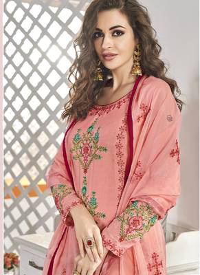 Pink Muslin Embrodiery Readymade Suit 2