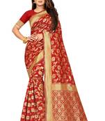 Red Woven Jacuard Kanjivaram Silk Sari with Blouse