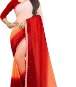 red Emblished Padding Georgette Silk Sari with Blouse