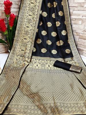 Black OyeLook Style Banarasi Woven Saree with Blouse 1