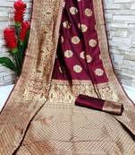 Maroon OyeLook Style Banarasi Woven Saree with Blouse