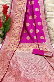 Pink OyeLook Style Banarasi Woven Saree with Blouse