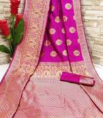 Pink OyeLook Style Banarasi Woven Saree with Blouse