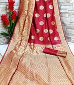 Red OyeLook Style Banarasi Woven Saree with Blouse