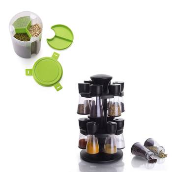Multipurpose Spice Rack With 3 in 1  Airtight Container Pack Of 2(Assorted Color) 1
