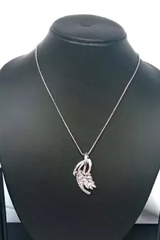 RozMili latest Designer American Diamond silver pendant set with earrings for women and  Girls