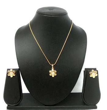 RozMili latest Designer American Diamond gold  pendant set with earrings for women and  Girls 2