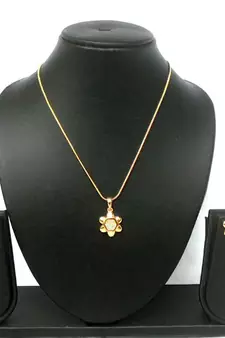 RozMili latest Designer American Diamond gold  pendant set with earrings for women and  Girls