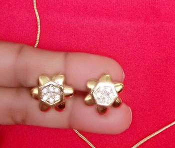 RozMili latest Designer American Diamond gold  pendant set with earrings for women and  Girls 3