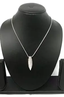 RozMili latest Designer American Diamond silver pendant set with earrings for women and  Girls