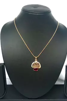 RozMili latest Designer American Diamond silver Red stone pendant set with earrings for women and  Girls