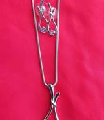 RozMili latest Designer American Diamond silver pendant set with earrings for women and  Girls