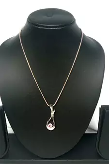 RozMili latest Designer American Diamond silver pendant set with earrings for women and  Girls