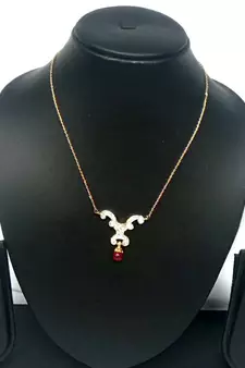 RozMili latest Designer American Diamond silver Red stone pendant set with earrings for women and  Girls