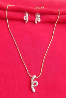 RozMili latest Designer American Diamond silver Red stone pendant set with earrings for women and  Girls 1