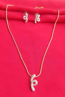 RozMili latest Designer American Diamond silver Red stone pendant set with earrings for women and  Girls