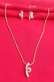RozMili latest Designer American Diamond silver Red stone pendant set with earrings for women and  Girls