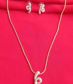 RozMili latest Designer American Diamond silver Red stone pendant set with earrings for women and  Girls