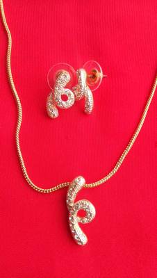 RozMili latest Designer American Diamond silver Red stone pendant set with earrings for women and  Girls 3