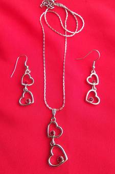 RozMili latest Designer American Diamond silver pendant set with earrings for women and  Girls