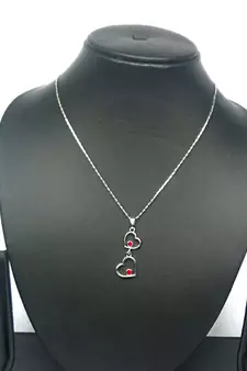RozMili latest Designer American Diamond silver pendant set with earrings for women and  Girls